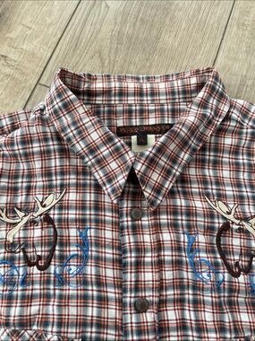 Nudie Jeans Co. 2011 Embroidered Plaid Western Snap Shirt XL Flawless Condition